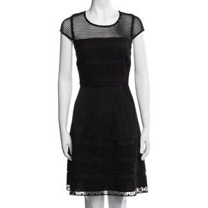 Nicole Miller A-Line Knee-Length Dress Black Short Slv Sz 6 #418